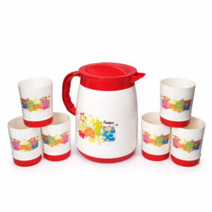 7-Piece Glass Set – 6 Glasses & 1 Jug (Mix/Random Colors)